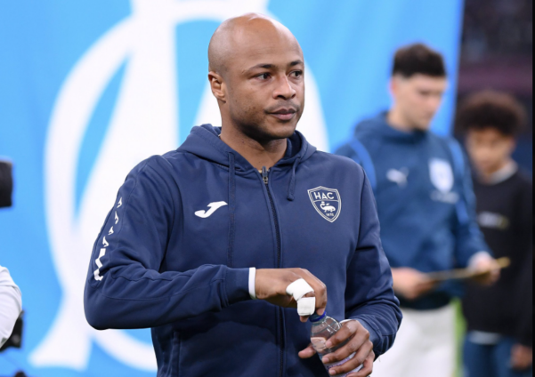Andre Ayew during a pre-match warm-up for Le Havre.
