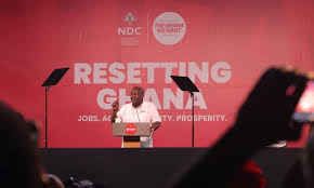 "John Mahama delivering a speech at an NDC event"