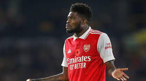 "Thomas Partey on the field during an Arsenal match"