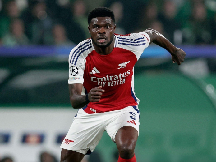 Thomas Partey in action during an Arsenal match."