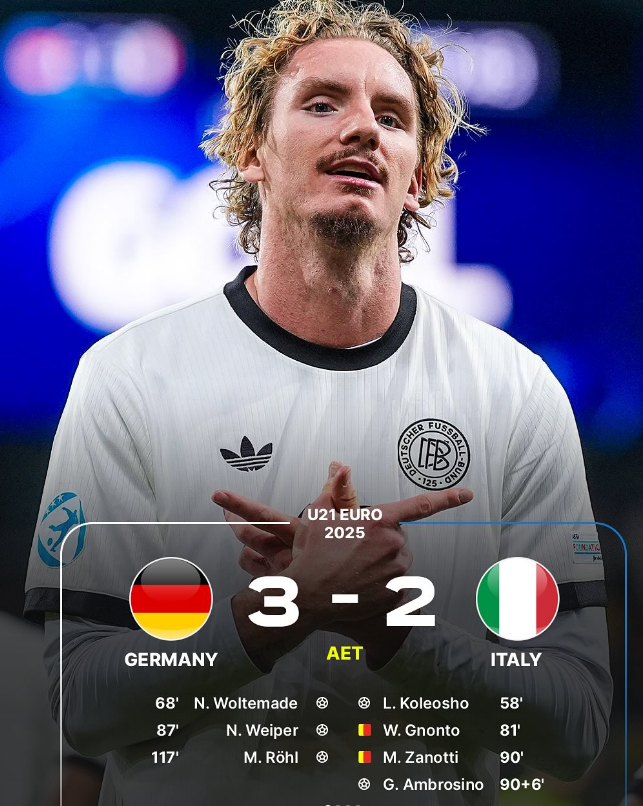 Germany Edge Italy 3-2 in Extra-Time Thriller to Reach U21 Euro Semifinals