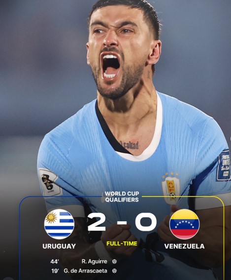 Uruguay Keeps World Cup Dream Alive with 2-0 Victory Over Venezuela