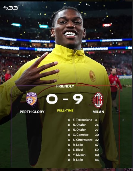 AC Milan Thrash Local Side in 9-Goal Preseason Masterclass Down Under