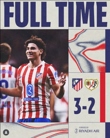 Julián Álvarez Hat-Trick Fires Atlético Madrid to 3-2 Win Over Rayo Vallecano