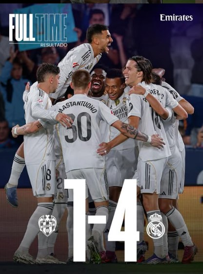 Real Madrid vs E. Eyong: Los Blancos Seal 4-1 Victory to Maintain Perfect La Liga Run