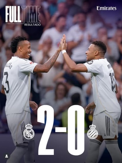Real Madrid 2-0 Espanyol: Madrid Top’s Laliga Table