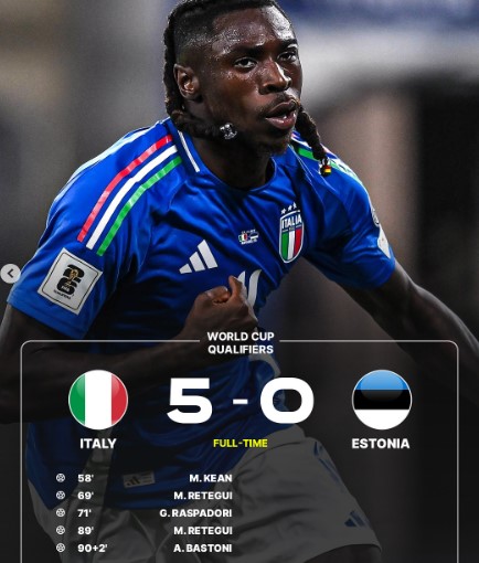 Italy Crush Estonia 5-0 in World Cup Qualifiers