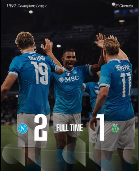 Napoli 2-1 Sporting: Rasmus Højlund Brace and Kevin De Bruyne Assists Seal Victory