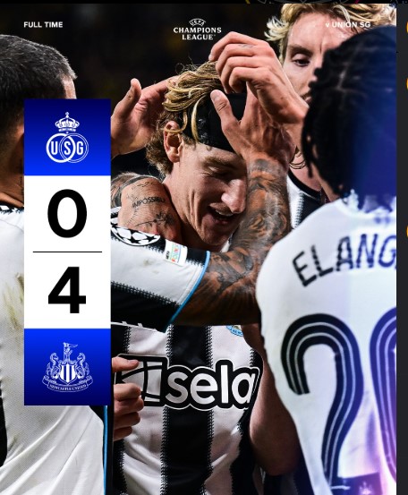 Union SG 0-4 Newcastle: Gordon Shines as Magpies Dominate in Champions League
