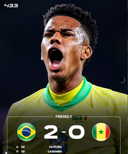 Brazil Defeat Senegal 2–0 in Intense Friendly as Estêvão Shines Again