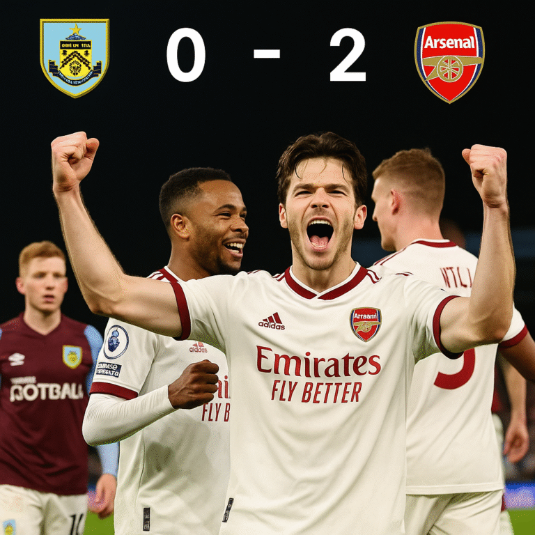 Arsenal Go Six Points Clear After Confident 2-0 Win Over Burnley