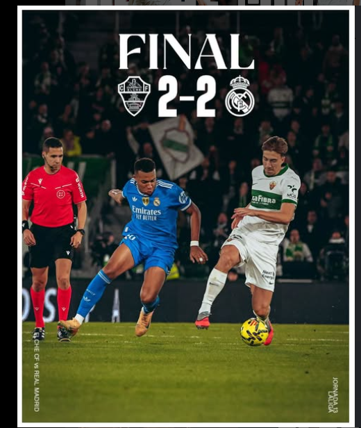 Real Madrid Held 2-2 by Elche as Title Race Tightens