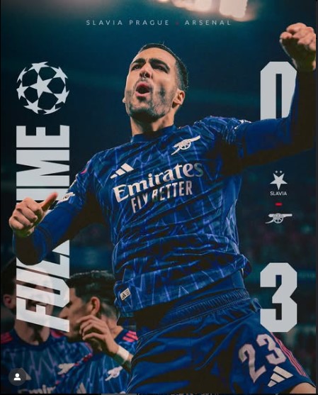 Arsenal Cruise Past Slavia Praha 3–0 in UCL: Merino Brace, Saka Penalty, and Another Clean Sheet