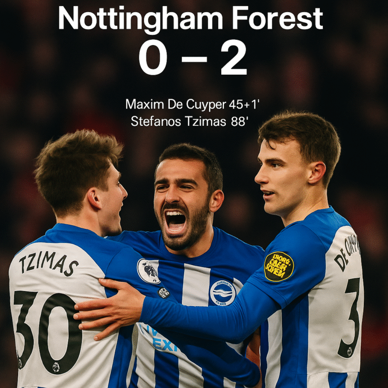 Nottingham Forest vs Brighton: Seagulls Rise to 5th With Confident 2–0 Victory