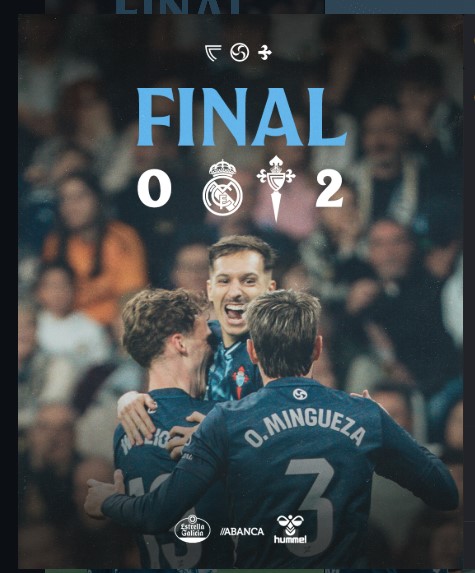 Real Madrid 0–2 Celta Vigo: Swedberg Brace Stuns the Bernabéu as Los Blancos Collapse to Nine Men