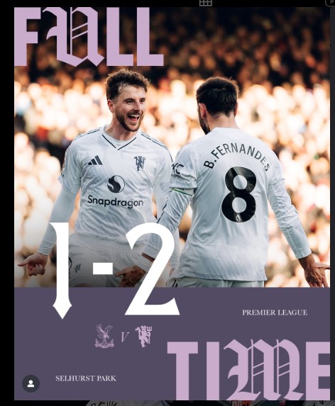 Crystal Palace vs Manchester United: Comeback Seals 2–1 Victory for United 