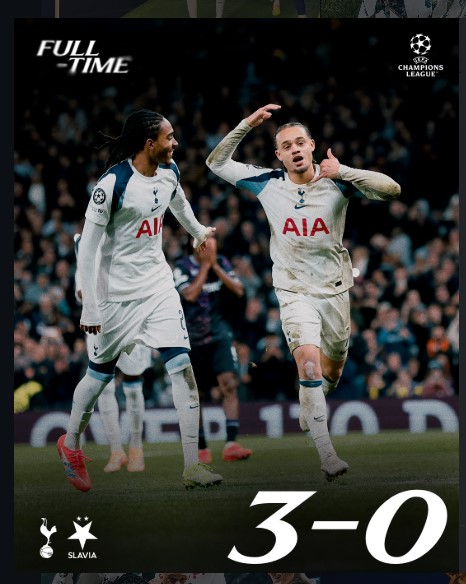 Tottenham 3-0 Slavia Prague: Spurs Deliver Dominant UCL Home Victory