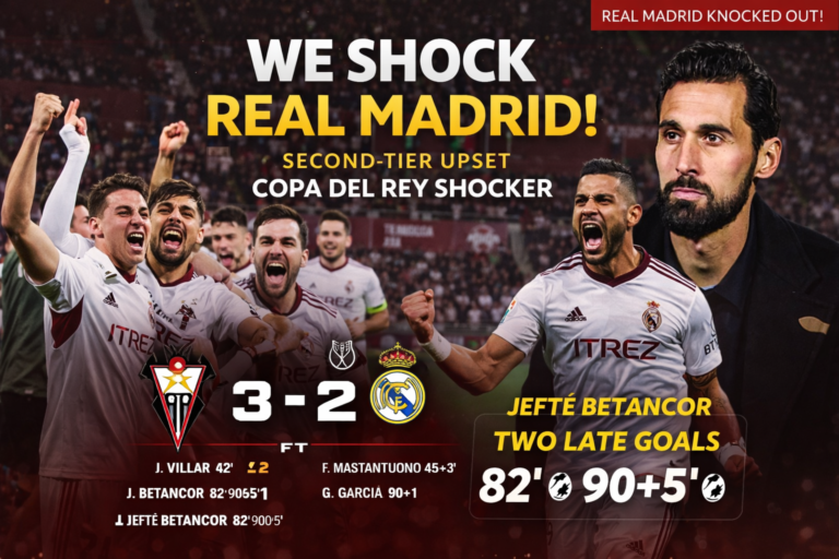 Albacete Shock Real Madrid 3–2 in Copa del Rey as Arbeloa’s Debut Ends in Defeat