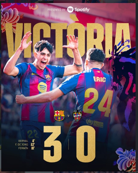 Barcelona 3-0 Levante: Bernal, De Jong and López Fire Barça Back to La Liga Summit