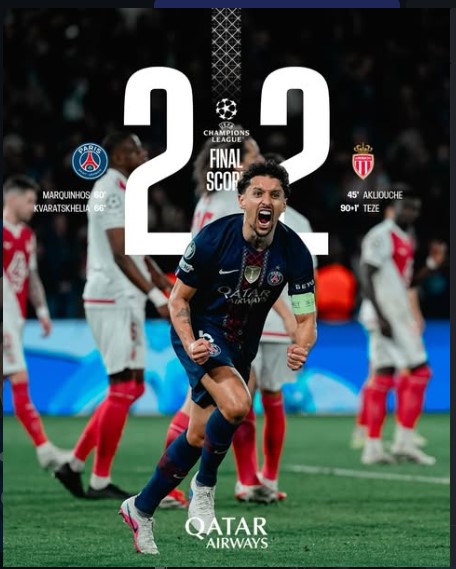 PSG Beat Monaco 5–4 on Aggregate to Reach Champions League Round of 16 Again