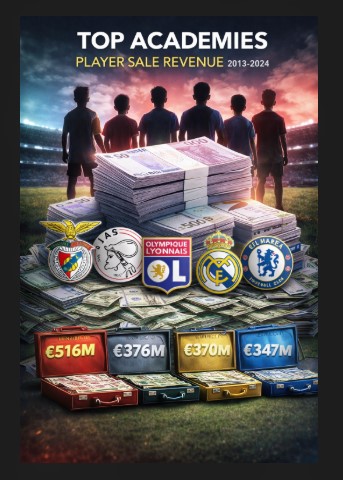 Top Football Academies by Player Sales Revenue (2013–2024)
