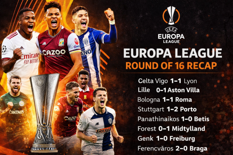 UEFA Europa League Round of 16 Recap: Endrick Shines, Villa Edge Lille, and Shocks Across Europe