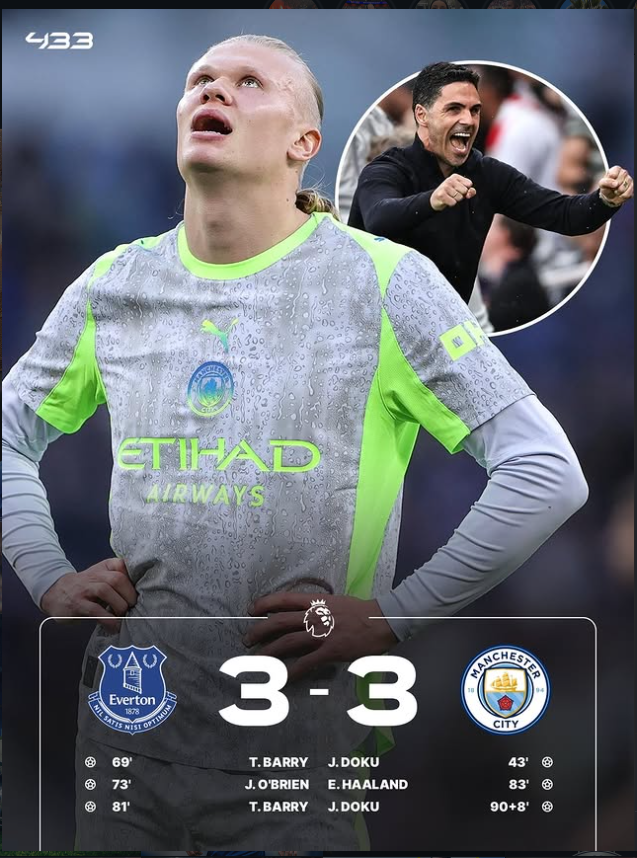 Everton 3-3 Manchester City: Late Drama Hands Arsenal Title Advantage