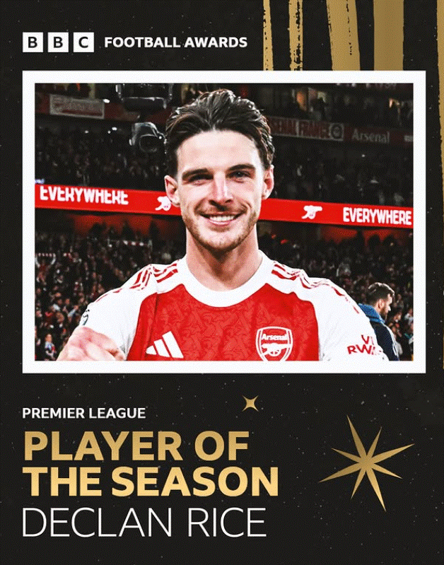 Declan Rice: Arsenal’s Midfield General Crowned BBC Premier League Player of the Season