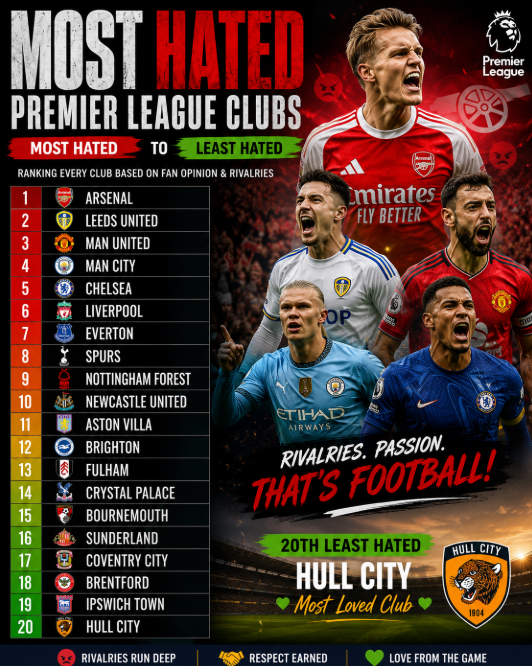 Most Hated Premier League Clubs Ranked