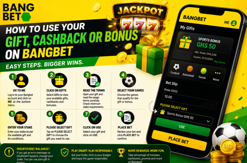 How to Use Your Gift, Cashback, Sports Bonus or Casino Bonus on Bangbet