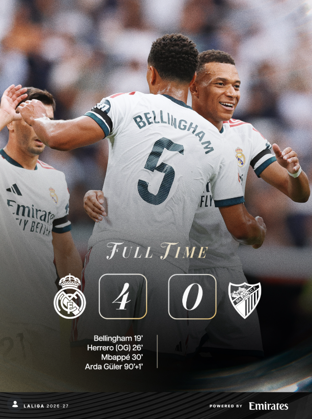 Real Madrid 4-0 Málaga: Bellingham Shines as Mourinho’s Galacticos Run Riot
