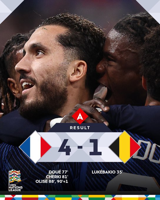 Olise’s Late Heroics Power France’s 4-1 Comeback Win Over Belgium