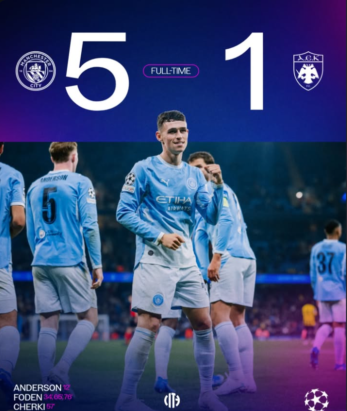 Foden Hat-Trick Inspires Champions League Rout