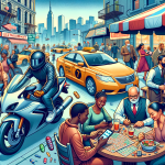 People enjoying betting in the streets of Nairobi anime in Ghibli style