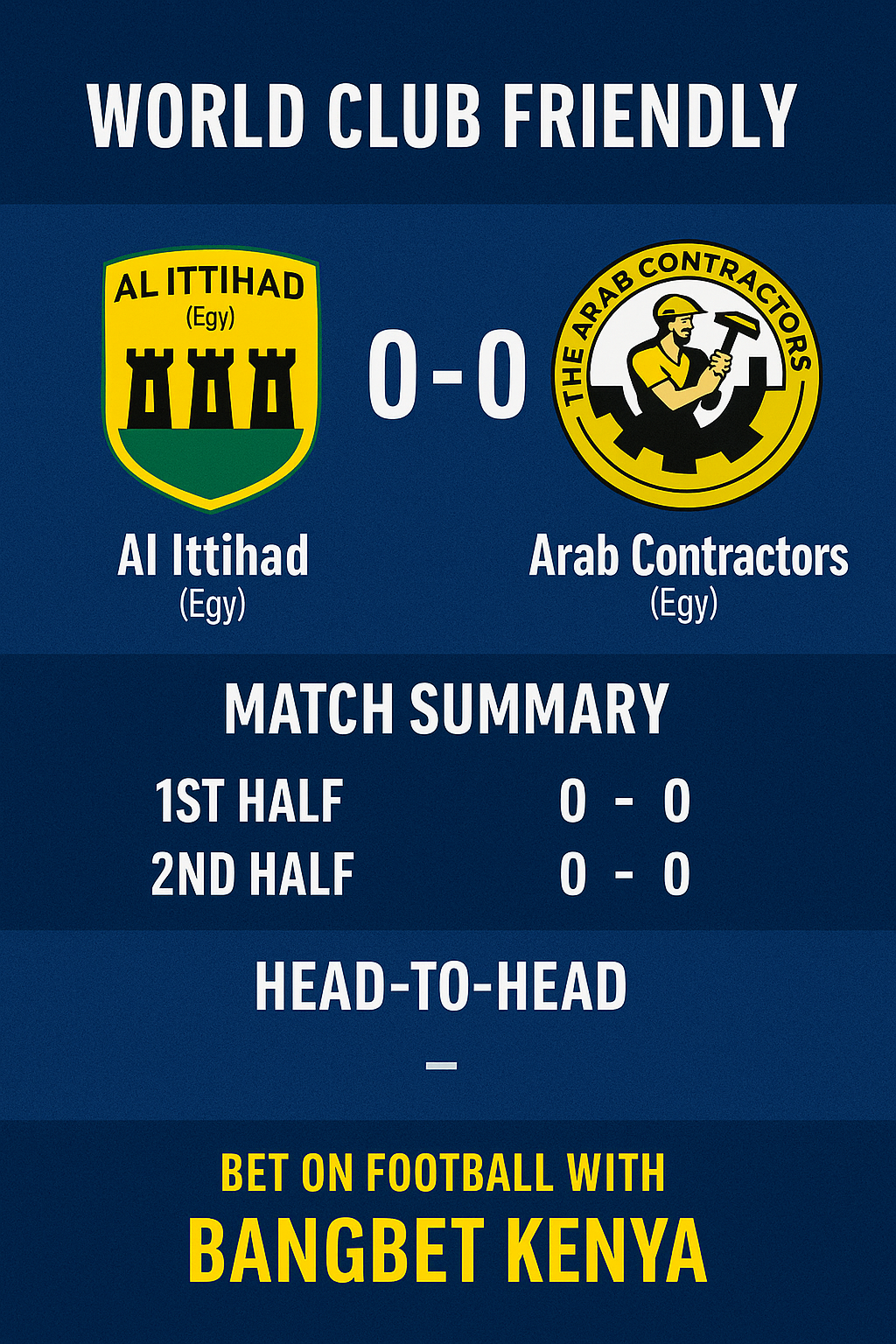⚽ World Club Friendly Stalemate: Al Ittihad vs Arab Contractors Ends 0-0