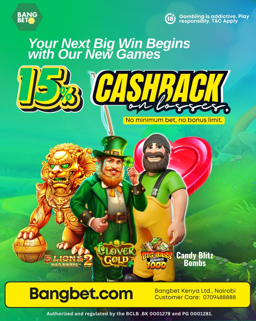 30 New Games + 15% Cashback Bonus at Bangbet!