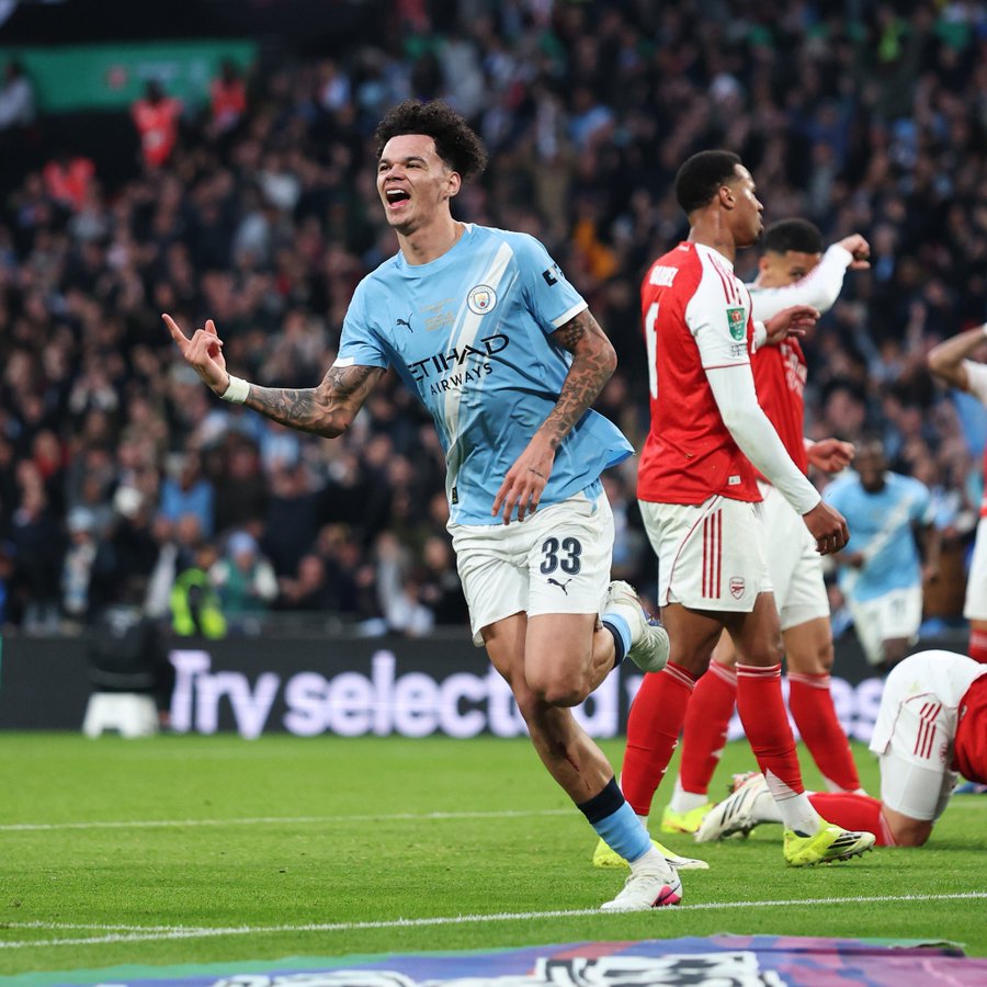Man City 2-0 Arsenal: O’Reilly Brace Wins Carabao Cup Final