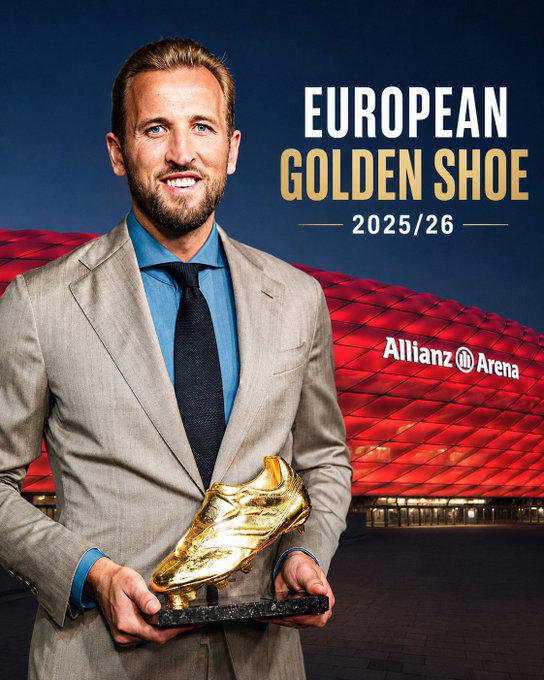 Harry Kane Wins 2025/26 European Golden BootÂ