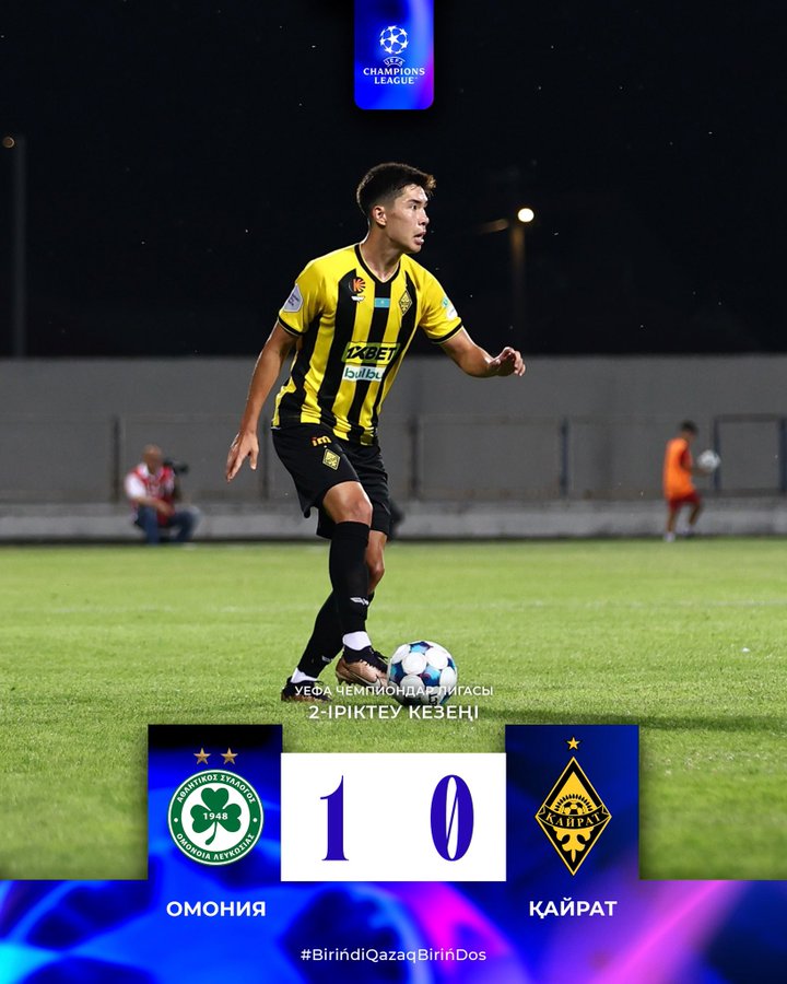 Omonia Edge Kairat Almaty 1-0 in Champions League Qualifier