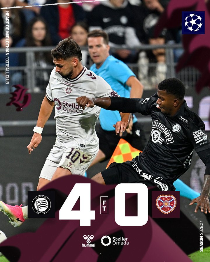 Sturm Graz Thrash Hearts 4-0 in UEFA Champions League Qualifier