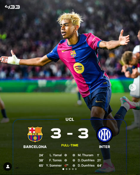 Inter Milan and Barcelona Draw at Estadi Olímpic Lluís Companys.