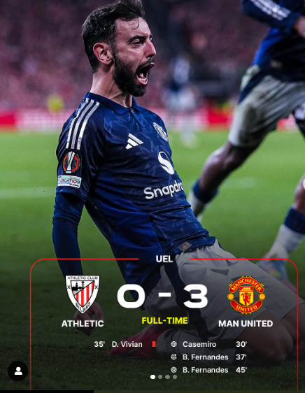 Manchester United Wins 3-0 aganist Bilbao at San Mamés