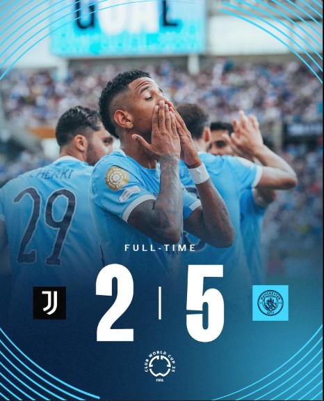 Manchester City Thrash Juventus 5-2 to Top Group G