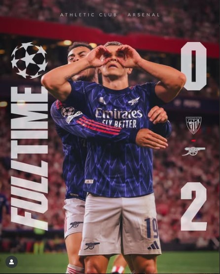 Arsenal Stun Athletic Club with 2-0 Win in UCL Opener