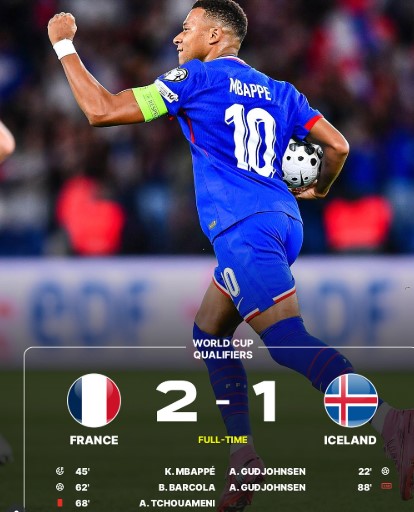 France Edge Iceland 2-1 in World Cup Qualifiers
