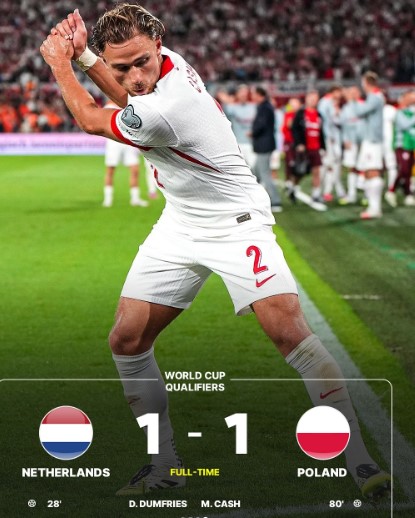 Netherlands vs Poland Ends in 1-1 Draw in World Cup Qualifiers: Points Shared