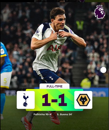 Tottenham Snatch Late Equalizer to Draw 1-1 Against Wolves