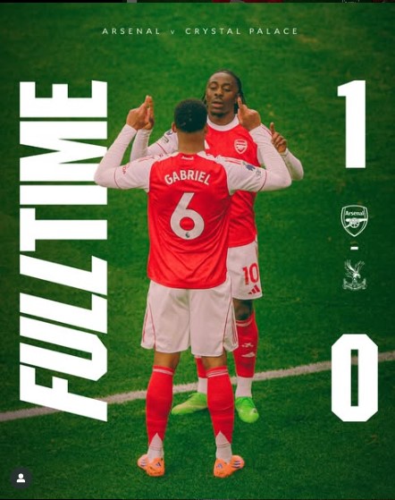 Arsenal 1–0 Crystal Palace: Eze Scores Winner as Gunners Go Six Points Clear of Man City