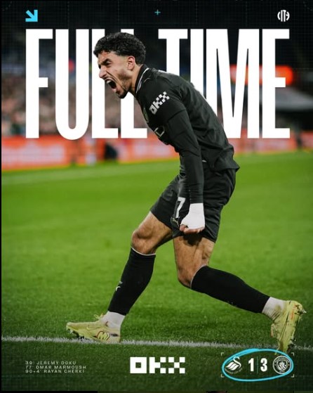 Manchester City Advance to Carabao Cup Quarter-Finals With 3-1 Victory Over Swansea