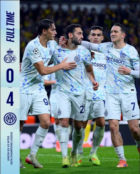 Inter Milan Cruise Past Union Saint-Gilloise with 4-0 Victory in UCL Dominance